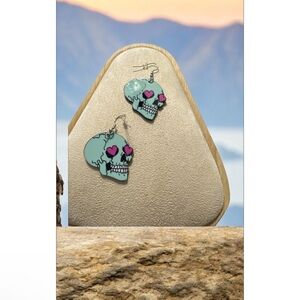 Skull Earrings with Heart Eyes